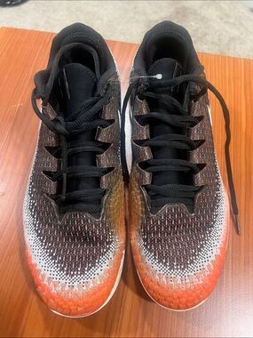 Men's Athletic Knit Sneakers in Black and Orange